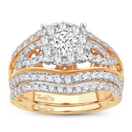 1.90ct Natural Diamond Bridal Set in 14K Yellow Gold