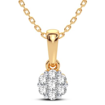 0.15ct Natural Diamond Flower Pendant in 14K Yellow Gold