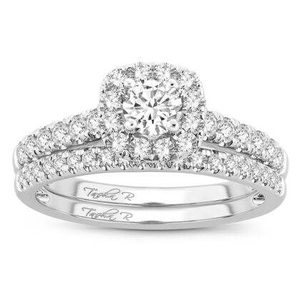 1ct Natural Diamond Bridal Set in 14K White Gold