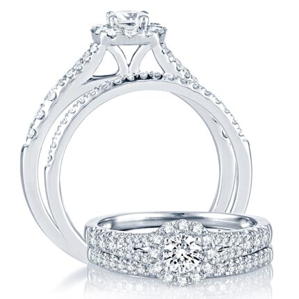1ct Natural Diamond Bridal Set in 14K White Gold