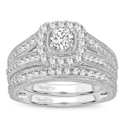 1.50ct Natural Diamond Bridal Set in 14K White Gold