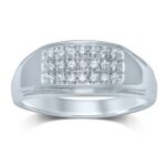 Men's 0.25ct Natural Diamond Rectangular Cluster Ring in 14K White Gold