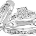 0.54ct Natural Diamond Trio Wedding Set in 14K White Gold