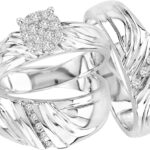 0.36ct Natural Diamond Trio Wedding Set in 14K White Gold