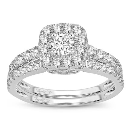 1ct Natural Diamond Bridal Set in 14K White Gold