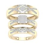 0.50ct Natural Diamond Trio Wedding Set in 10K Yellow Gold