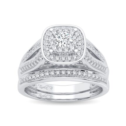 0.40ct Natural Diamond Bridal Set in 14K White Gold