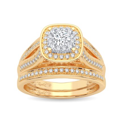 0.40ct Natural Diamond Bridal Set in 14K Yellow Gold