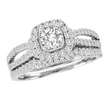 1.18ct Natural Diamond Bridal Set in 14K White Gold