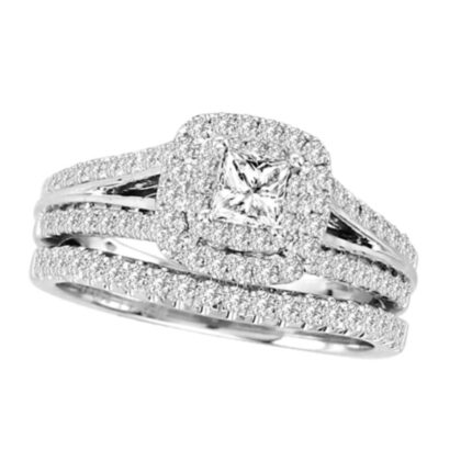 1.13ct Natural Diamond Bridal Set in 14K White Gold