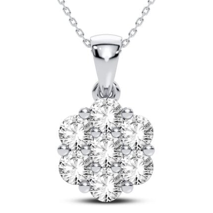 1.50ct Natural Diamond Flower Pendant in 14K White Gold