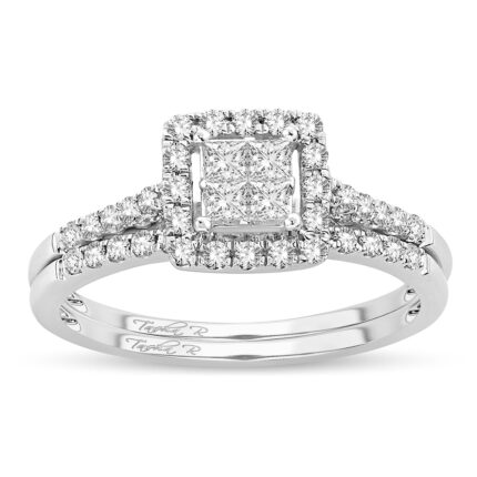 1.25ct Natural Diamond Bridal Set in 14K White Gold