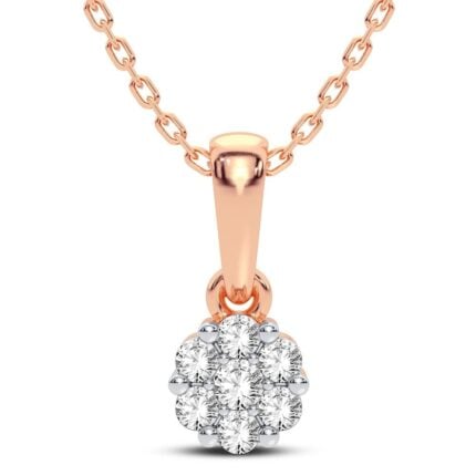 0.15ct Natural Diamond Flower Pendant in 14K Rose Gold