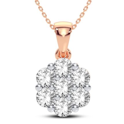 0.25ct Natural Diamond Flower Pendant in 14K Rose Gold