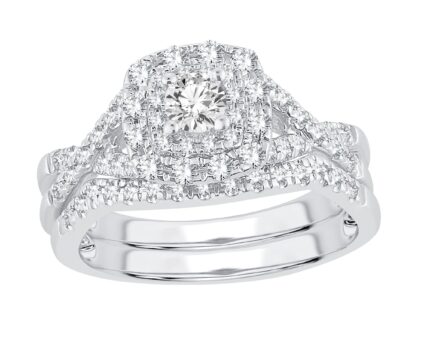 0.50ct Natural Diamond Bridal Set in 14K White Gold