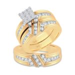 2ct Natural Diamond Trio Wedding Set in 14K Yellow Gold