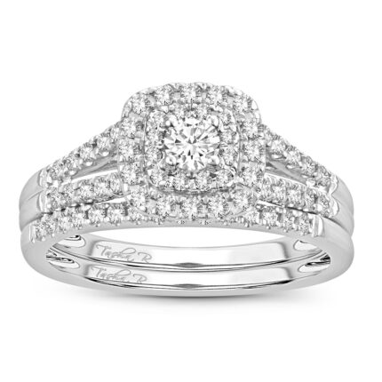 0.50ct Natural Diamond Bridal Set in 10K White Gold