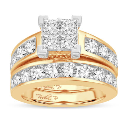 2ct SI Natural Diamond Bridal Set in 14K Yellow Gold