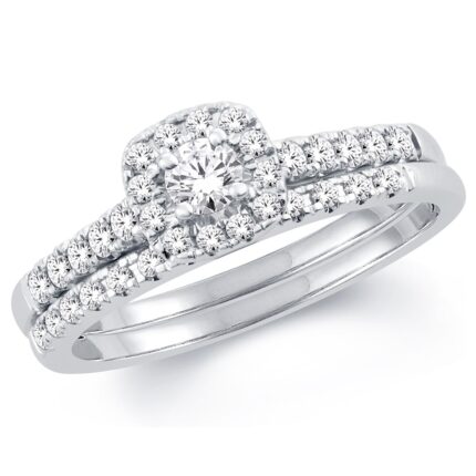 0.50ct Natural Diamond Bridal Set in 14K White Gold
