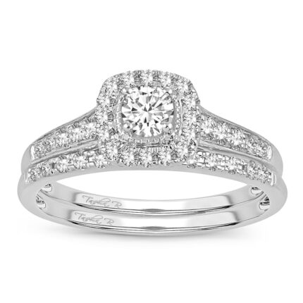 0.50ct Natural Diamond Bridal Set in 14K White Gold