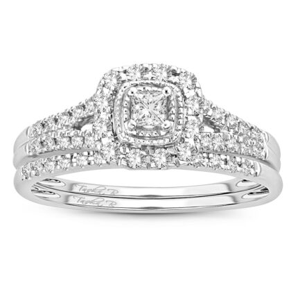 0.50ct Natural Diamond Bridal Set in 14K White Gold