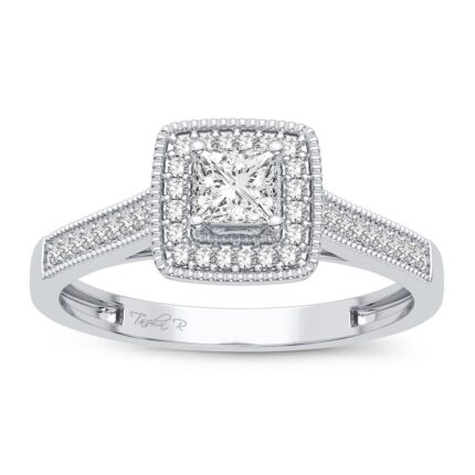 0.21ct Natural Diamond Engagement Ring in 14K White Gold