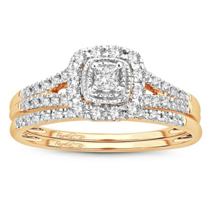 0.50ct Natural Diamond Bridal Set in 14K Yellow Gold