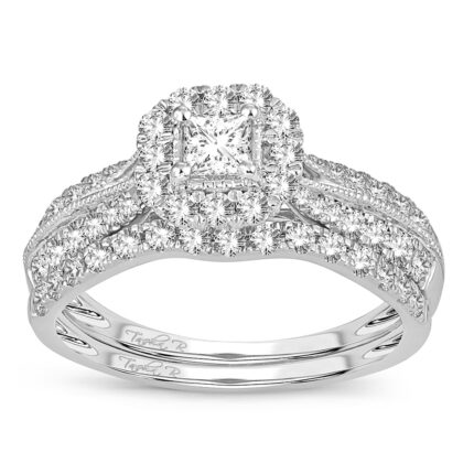 1ct Natural Diamond Bridal Set in 14K White Gold