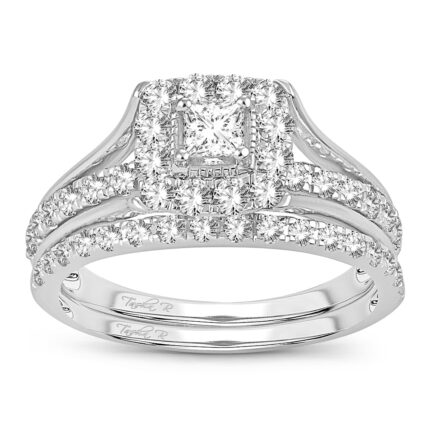 1ct Natural Diamond Bridal Set in 14K White Gold