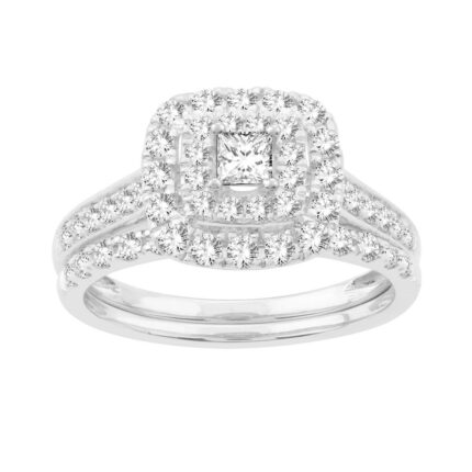 1ct Natural Diamond Bridal Set in 14K White Gold