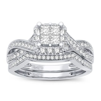 0.61ct Natural Diamond Bridal Set in 14K White Gold