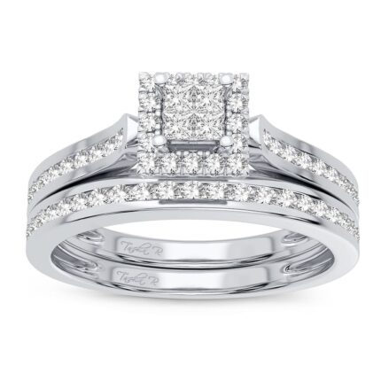 0.42ct Natural Diamond Bridal Set in 14K White Gold