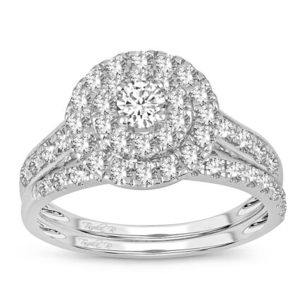 1ct Natural Diamond Bridal Set in 14K White Gold