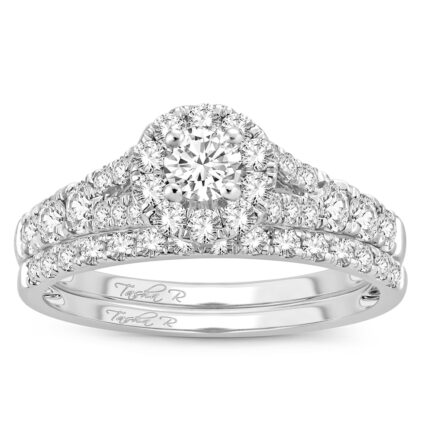 1ct Natural Diamond Bridal Set in 14K White Gold