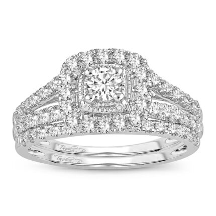 1ct Natural Diamond Bridal Set in 14K White Gold