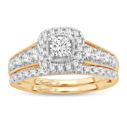 1ct Natural Diamond Bridal Set in 14K Yellow Gold