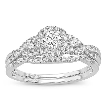 0.50ct Natural Diamond Bridal Set in 14K White Gold