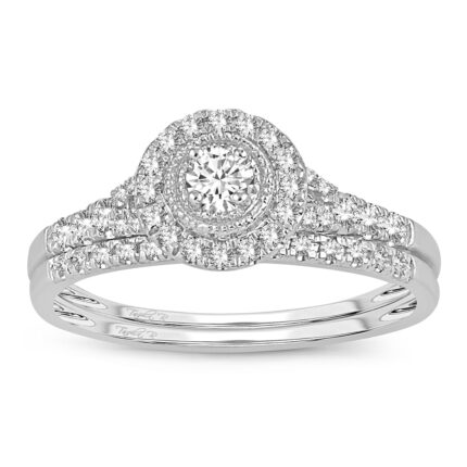 0.34ct Natural Diamond Bridal Set in 14K White Gold
