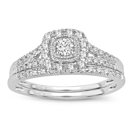0.33ct Natural Diamond Bridal Set in 14K White Gold