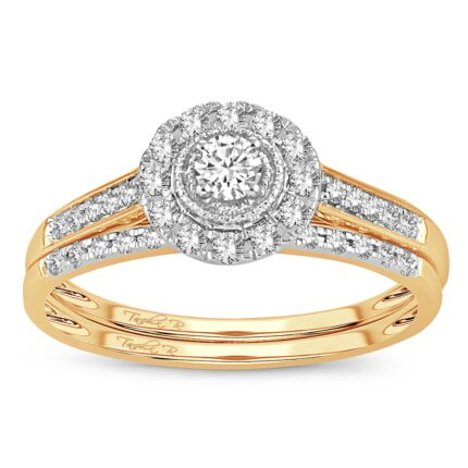 0.33ct Natural Diamond Bridal Set in 14K Yellow Gold