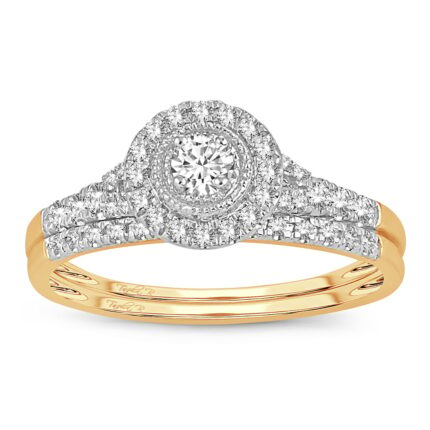 0.33ct Natural Diamond Bridal Set in 14K Yellow Gold