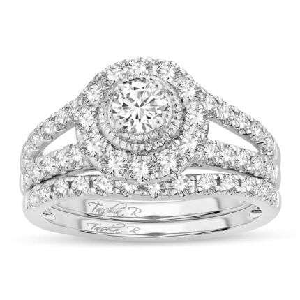 1ct Natural Diamond Bridal Set in 14K White Gold
