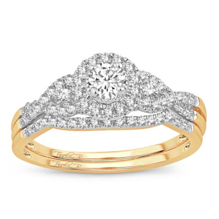 0.50ct Natural Diamond Bridal Set in 14K Yellow Gold