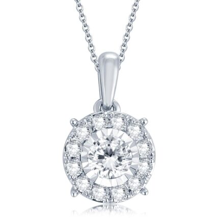 0.50ct Natural Diamond Pendant in 14K White Gold