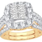 3ct SI Princess Diamond Bridal Set in 14K Yellow Gold
