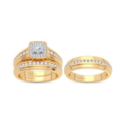 1ct Natural Diamond Trio Wedding Set in 14K Yellow Gold