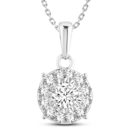 0.50ct Natural Diamond Pendant in 14K White Gold