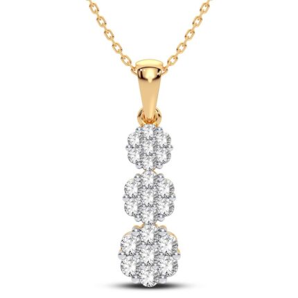 0.75ct Natural Diamond Flower Pendant in 14K Yellow Gold
