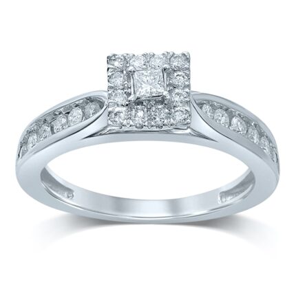 0.50ct Natural Diamond Engagement Ring in 14K White Gold