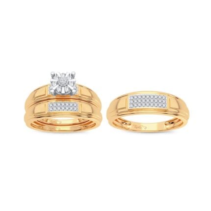 0.25ct Natural Diamond Trio Wedding Set in 14K Yellow Gold